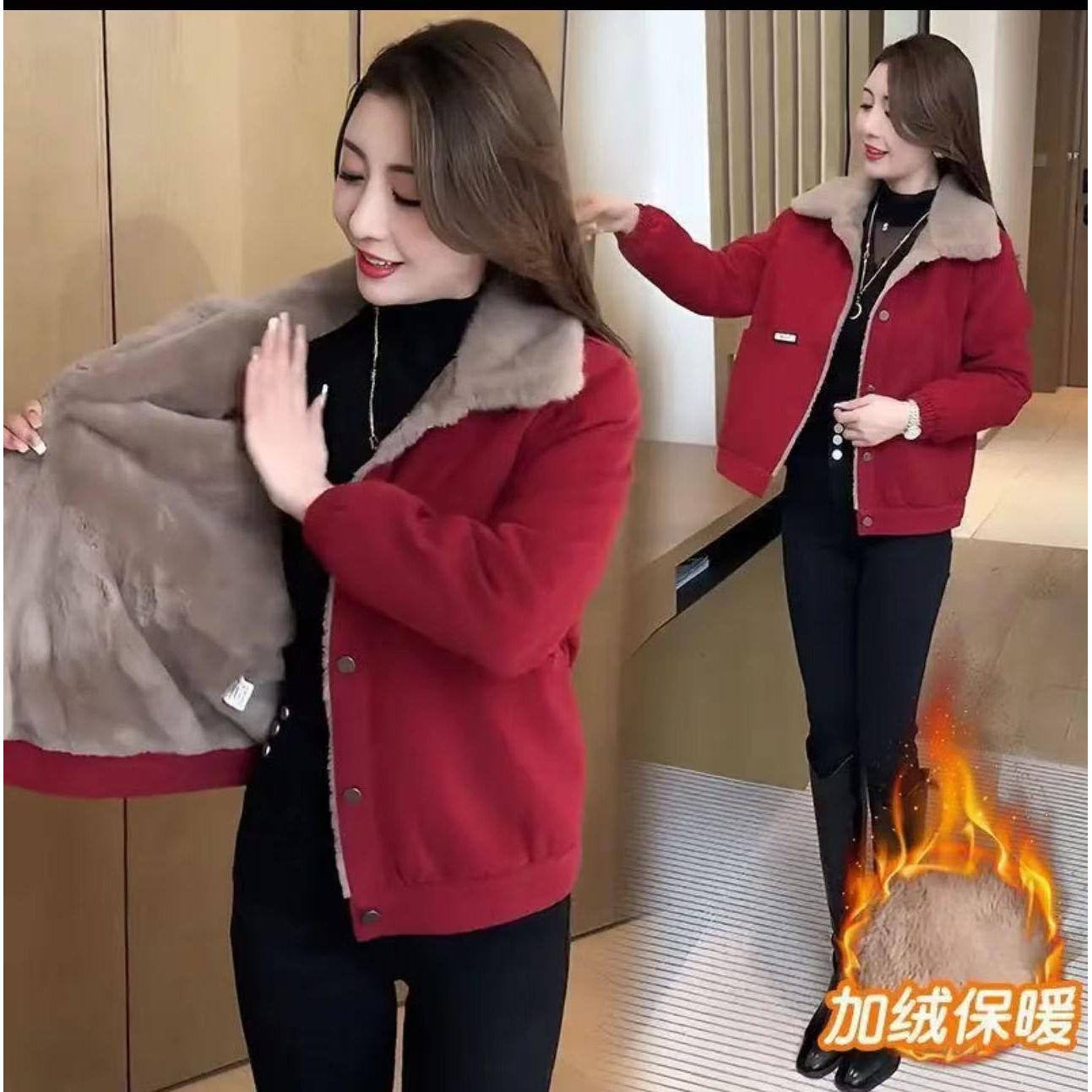 2025年新款短款外套时尚百搭风纽扣加厚时尚厚款中老年女装2625