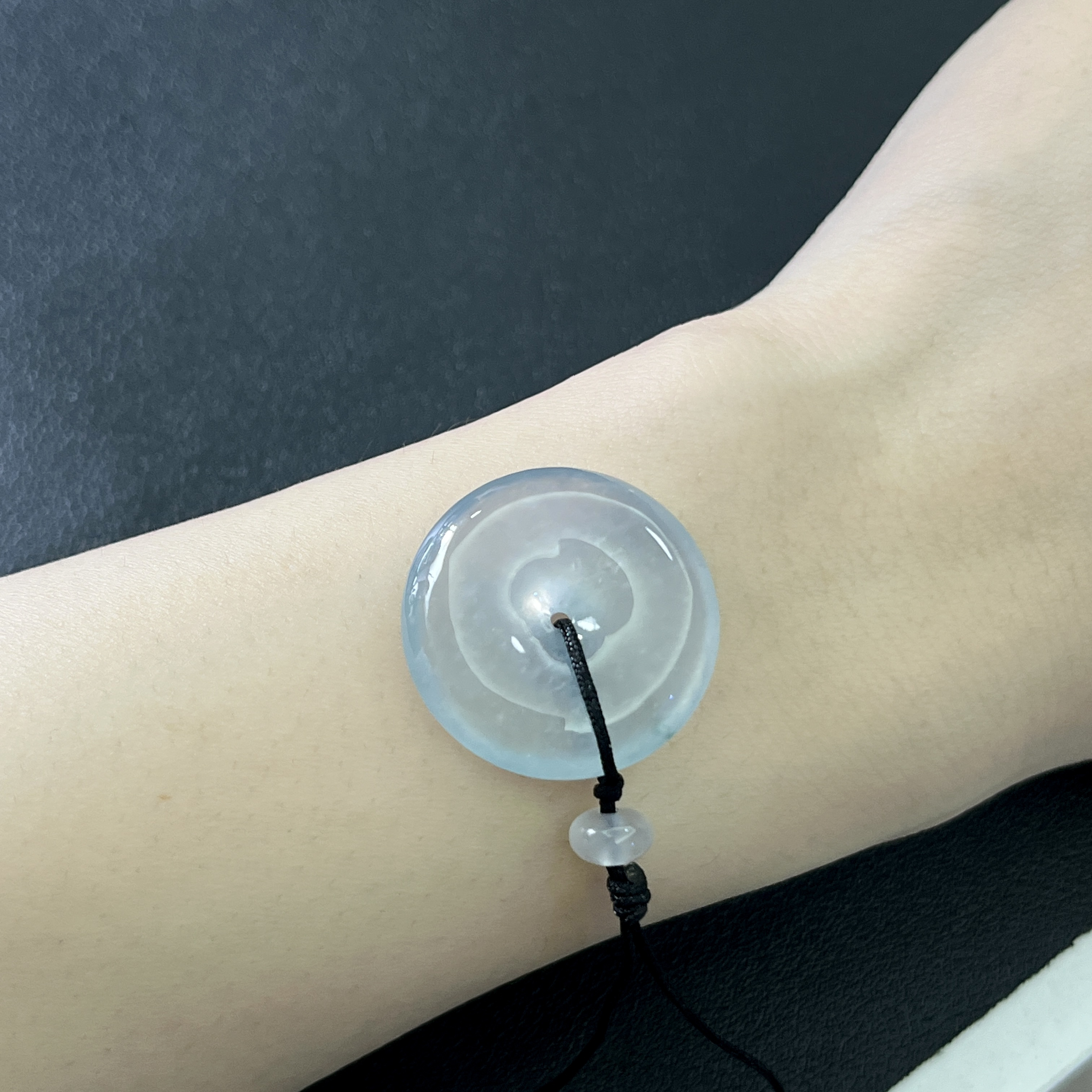 天然缅甸a货翡翠蓝底色平安扣吊坠24.4*6.2