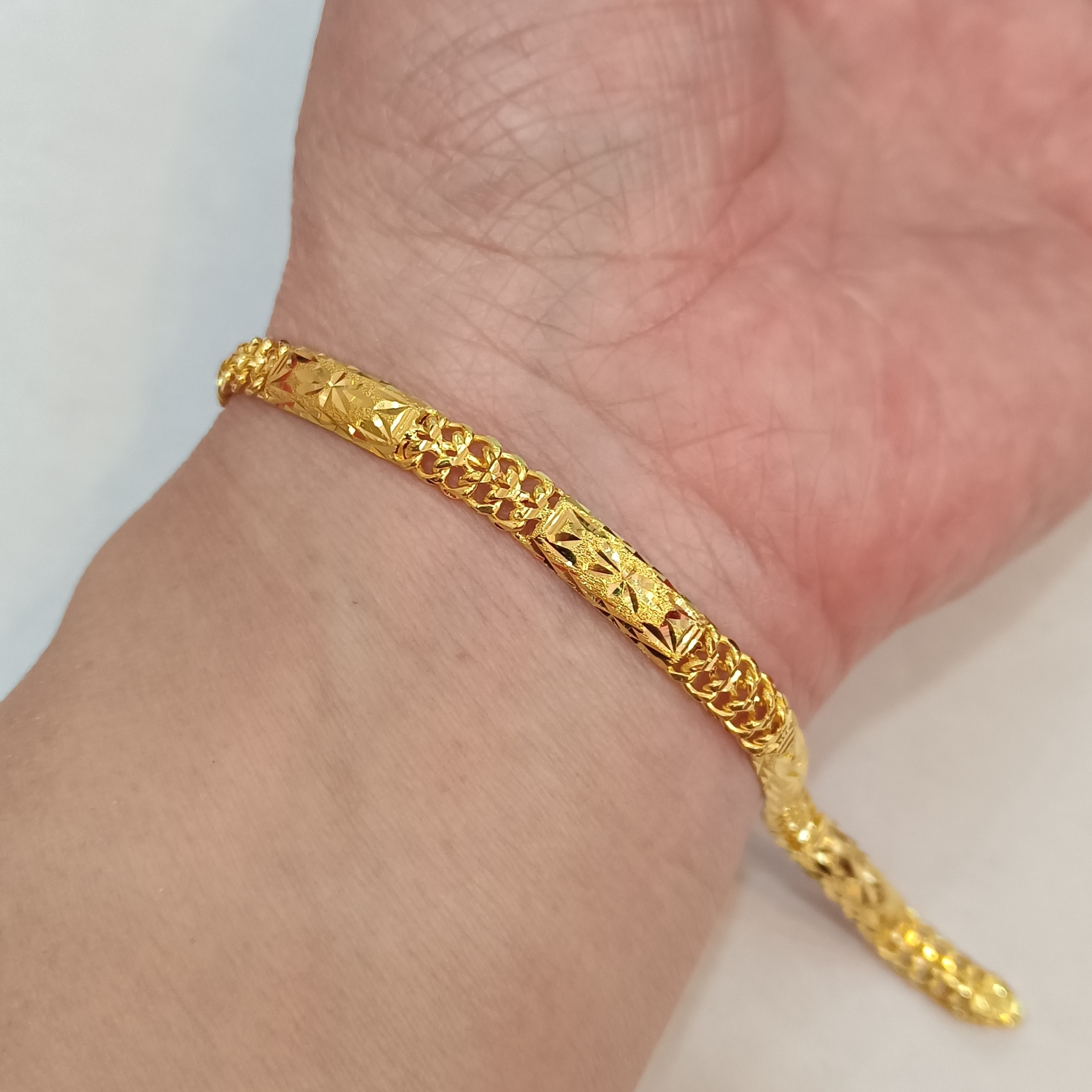 足金999黄金手链女15.61克真金正品纯黄金女式手链厚实牢固闪亮