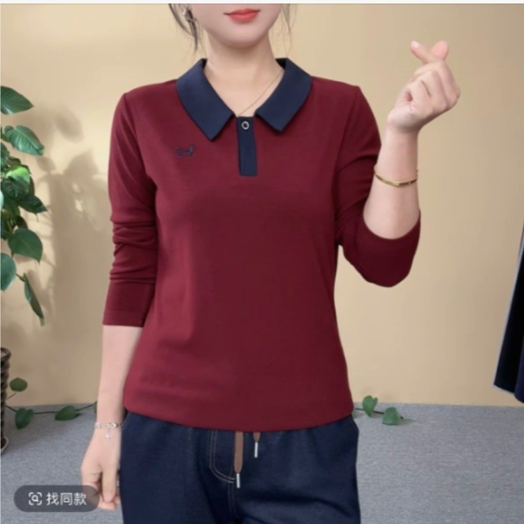打底衫翻领秋季新款显瘦洋气免烫抗皱女装上衣