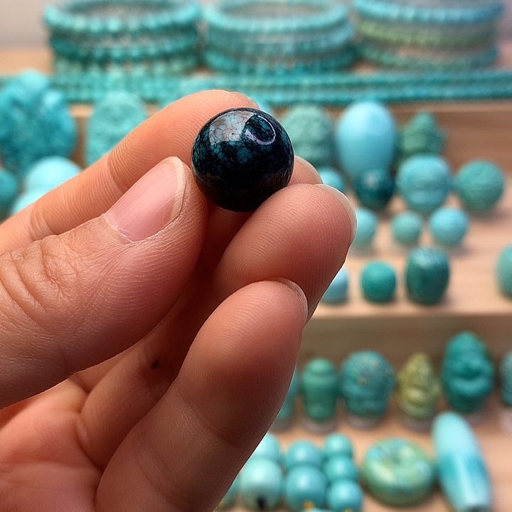 绿松石未镶嵌吊坠绿松石圆珠乌兰花13.3mm