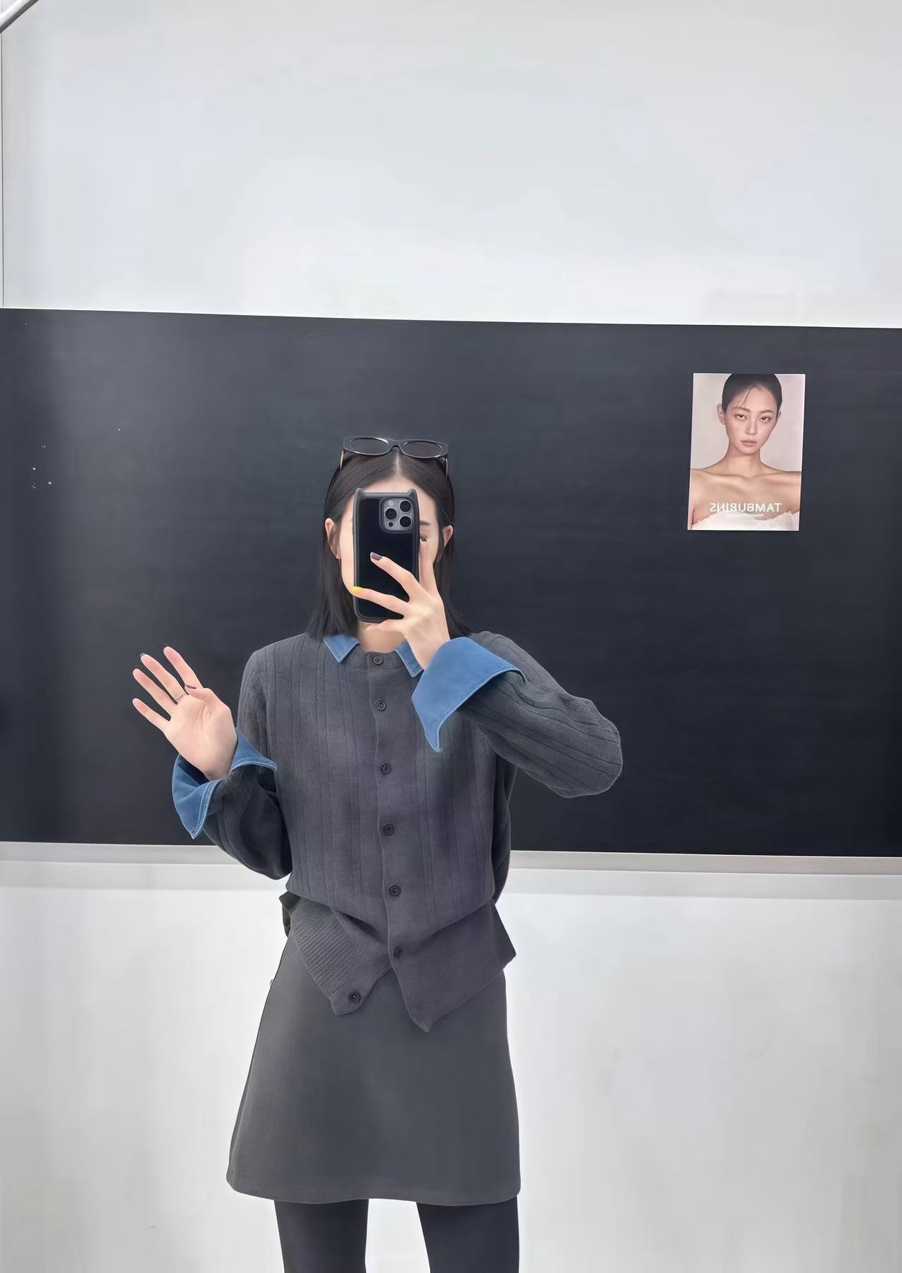 气质常规袖春季拼接网红针织毛针织衫厚款针织衫牛仔