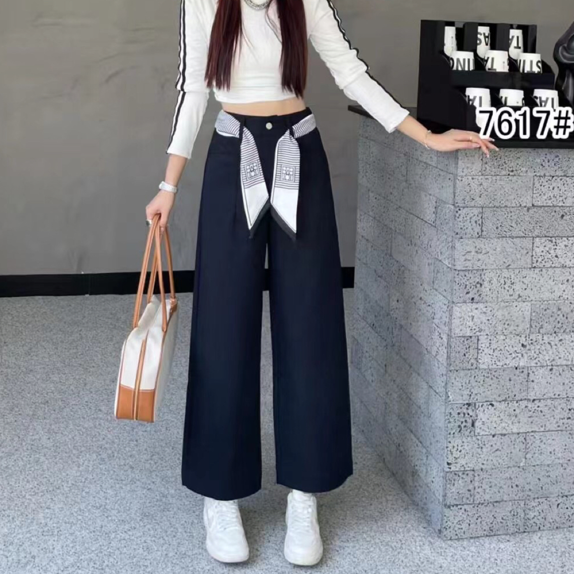 早秋新款高腰窄版直筒阔腿裤女时尚气质百搭显瘦长裤