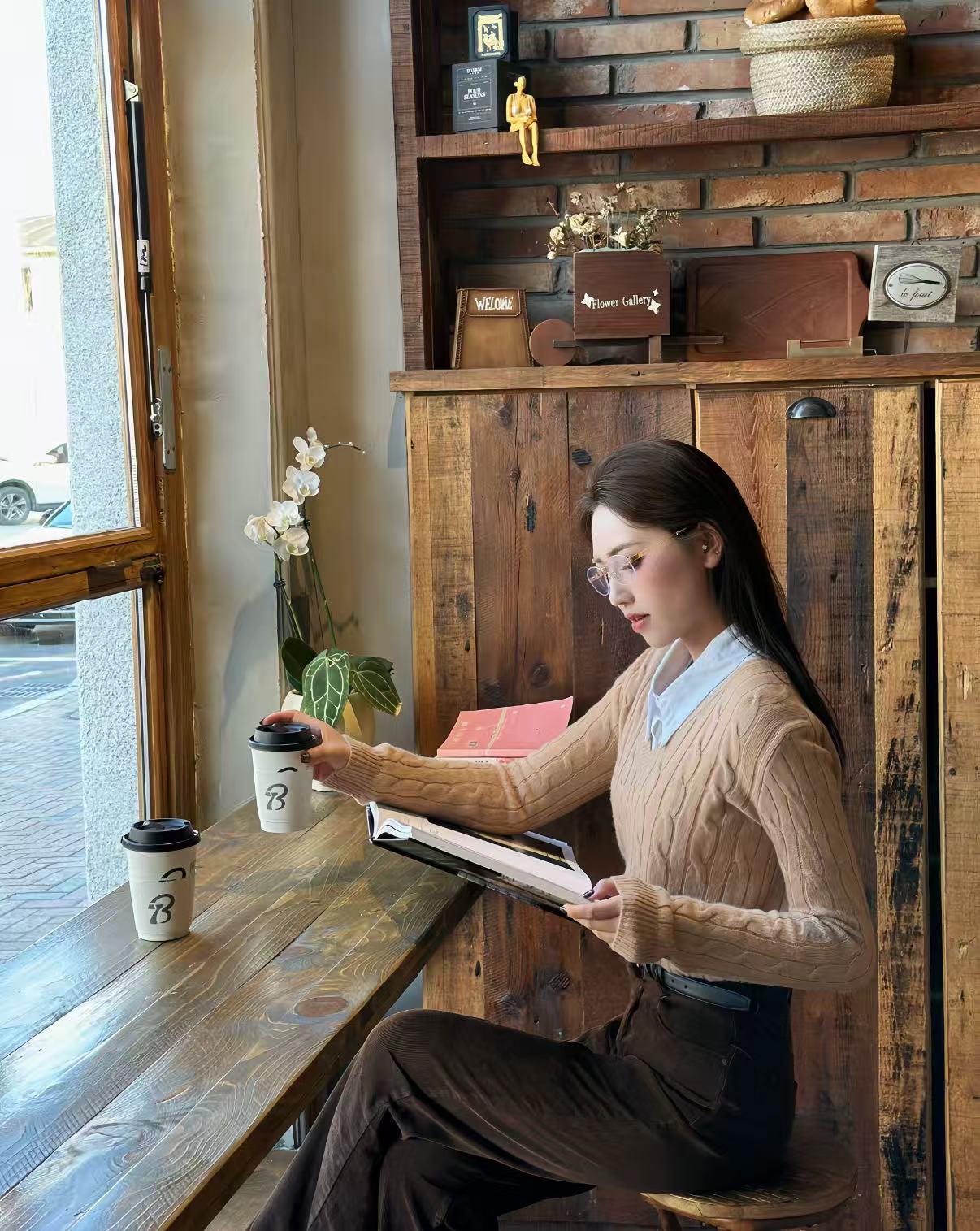  Anna专属- 羊毛羊绒V领套头女厚款秋冬 经典百搭