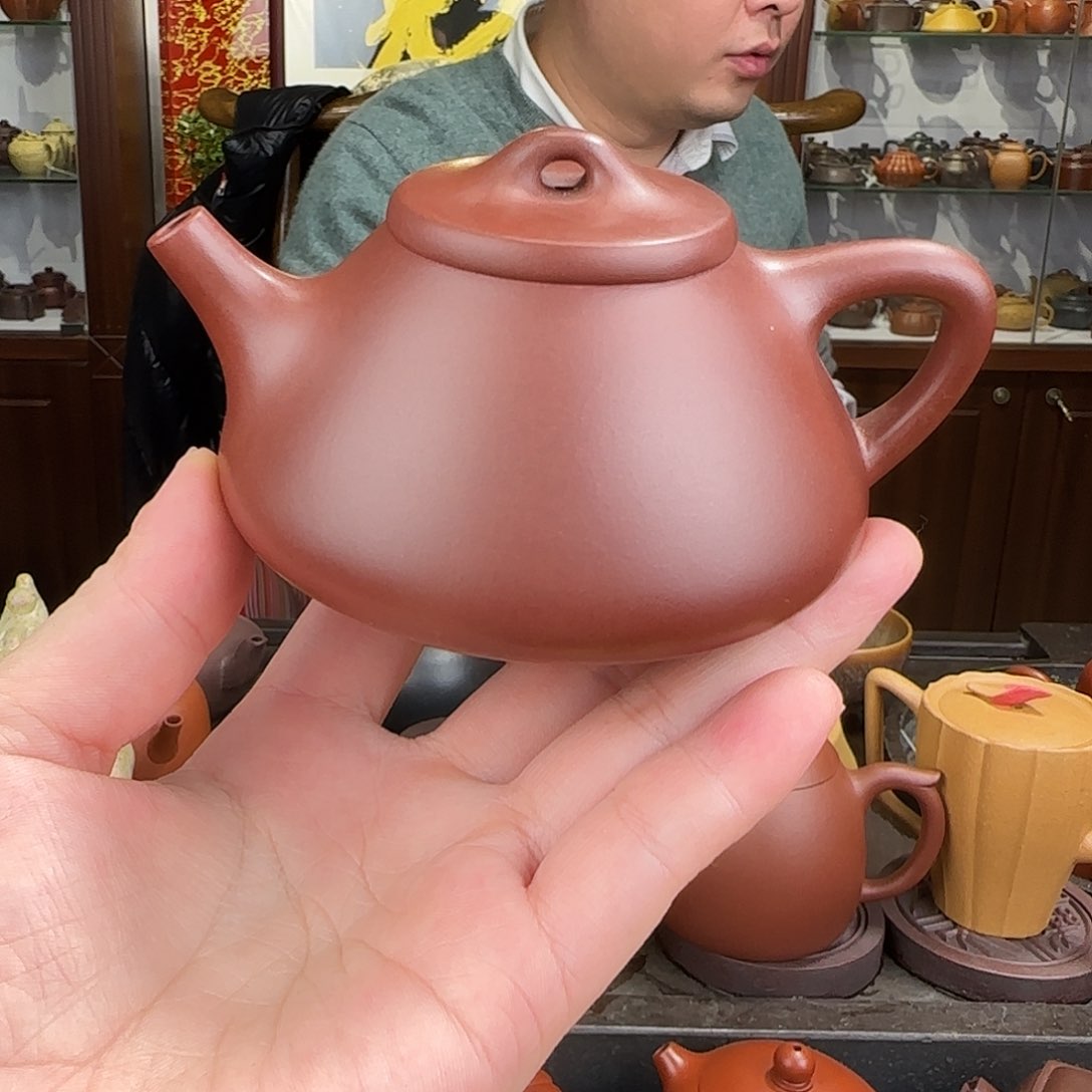 紫砂茶壶石瓢紫泥150