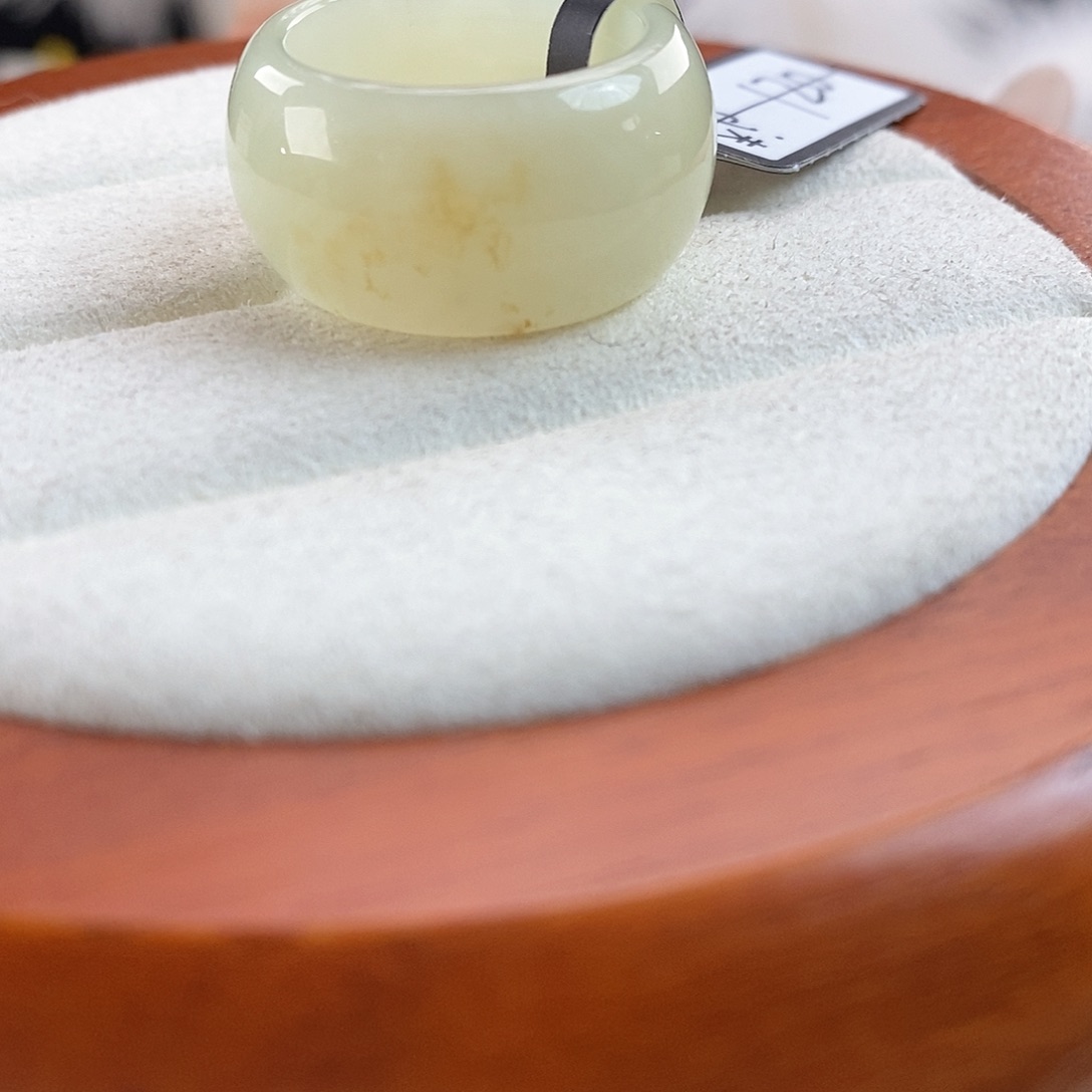 和田玉（糖玉）未镶嵌戒指r41票糖花奶黄墩墩17.2