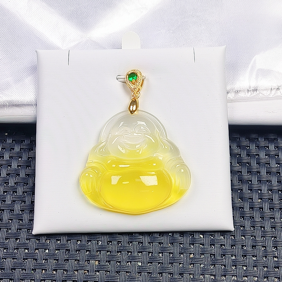 （聚宝严选）D229冰飘半黄大佛公吊坠妈妈款精致精美百搭时尚