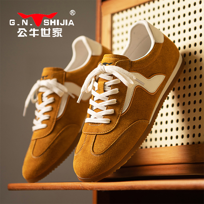 公牛世家春季男士低帮休闲鞋复古男鞋百搭男款阿甘鞋软底牛耶鞋男