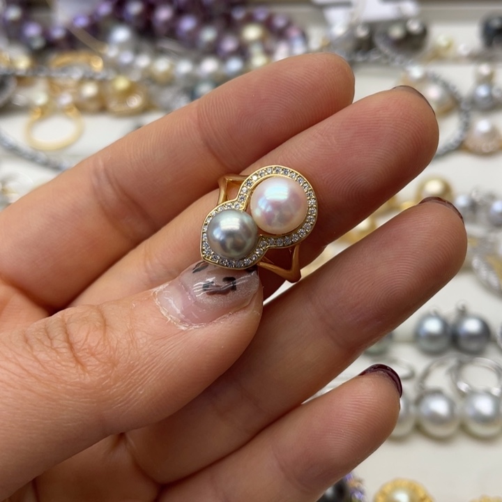 海水珍珠戒指银S925镶嵌