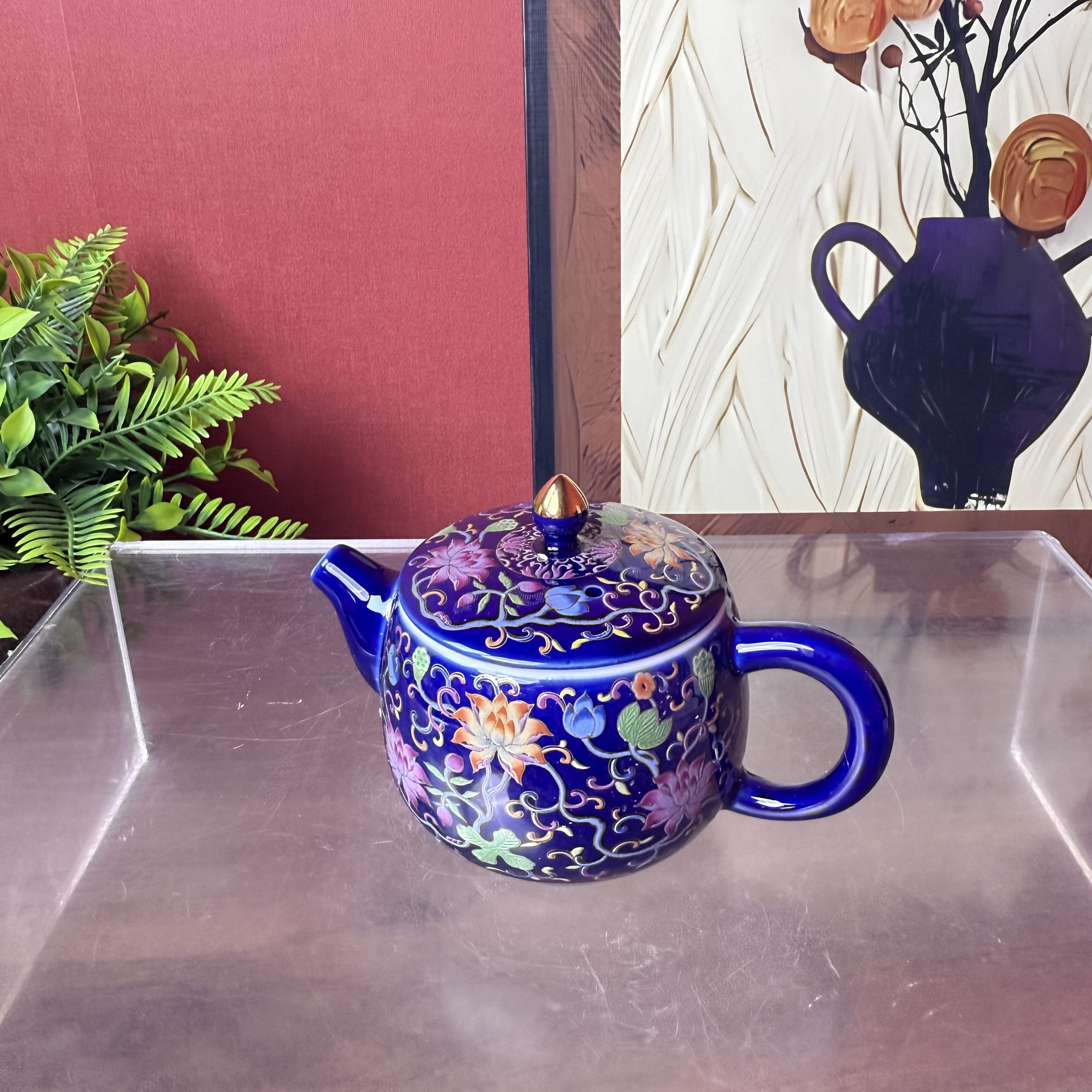 当代 珐琅彩-缠枝莲茶壶- ZH167