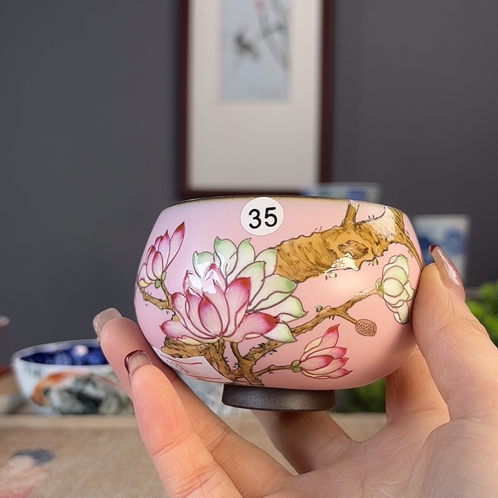 摆件景德柴烧茶杯多人