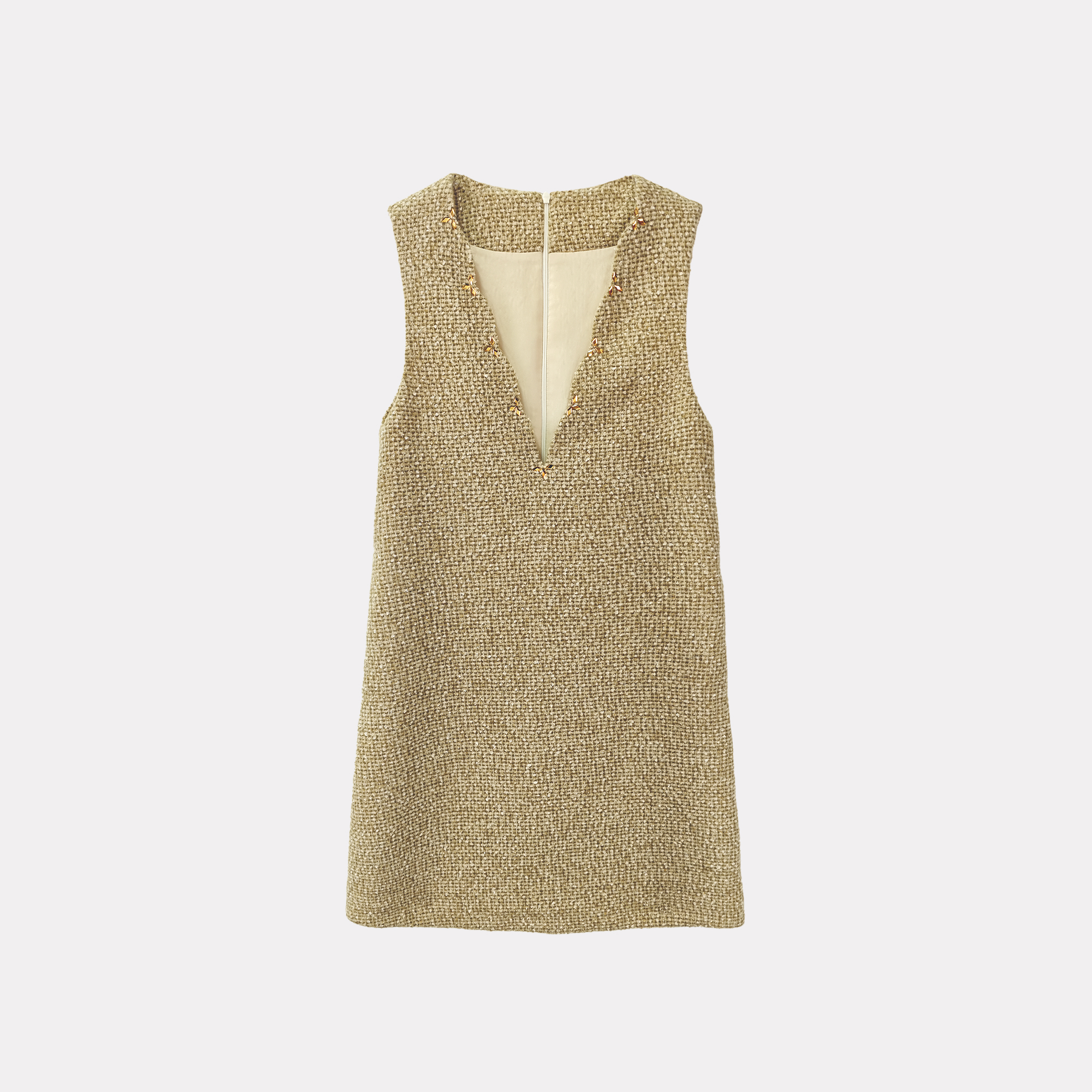 Larmoli2445秋冬气质高级显瘦小香风背心裙无袖A字连衣裙子