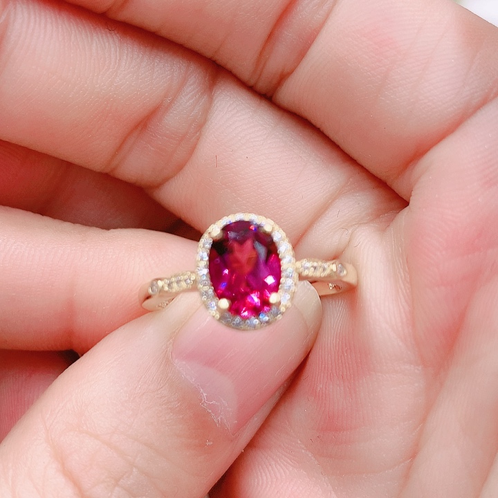 石榴石戒指银S925镶嵌6✖️8