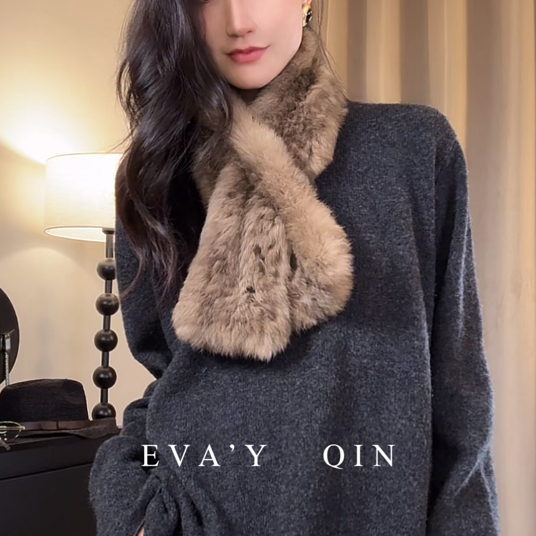 Eva’Y丨“雪绒绒”百搭真兔毛围脖保暖双面加厚毛领秋冬