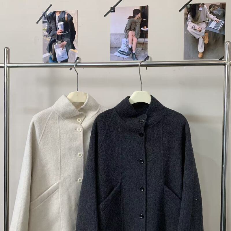 『雨美 Show』8165时尚百搭立领大口袋毛毛外套