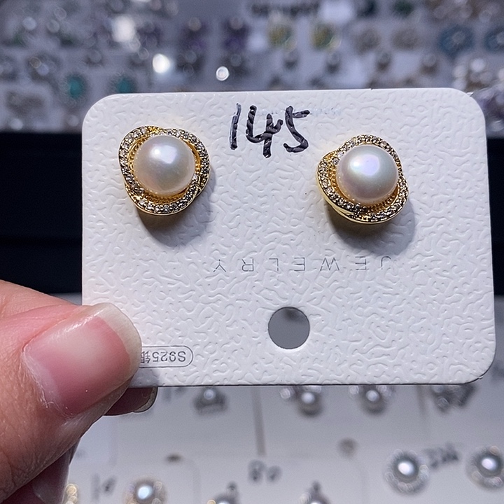 淡水珍珠耳饰银S925镶嵌