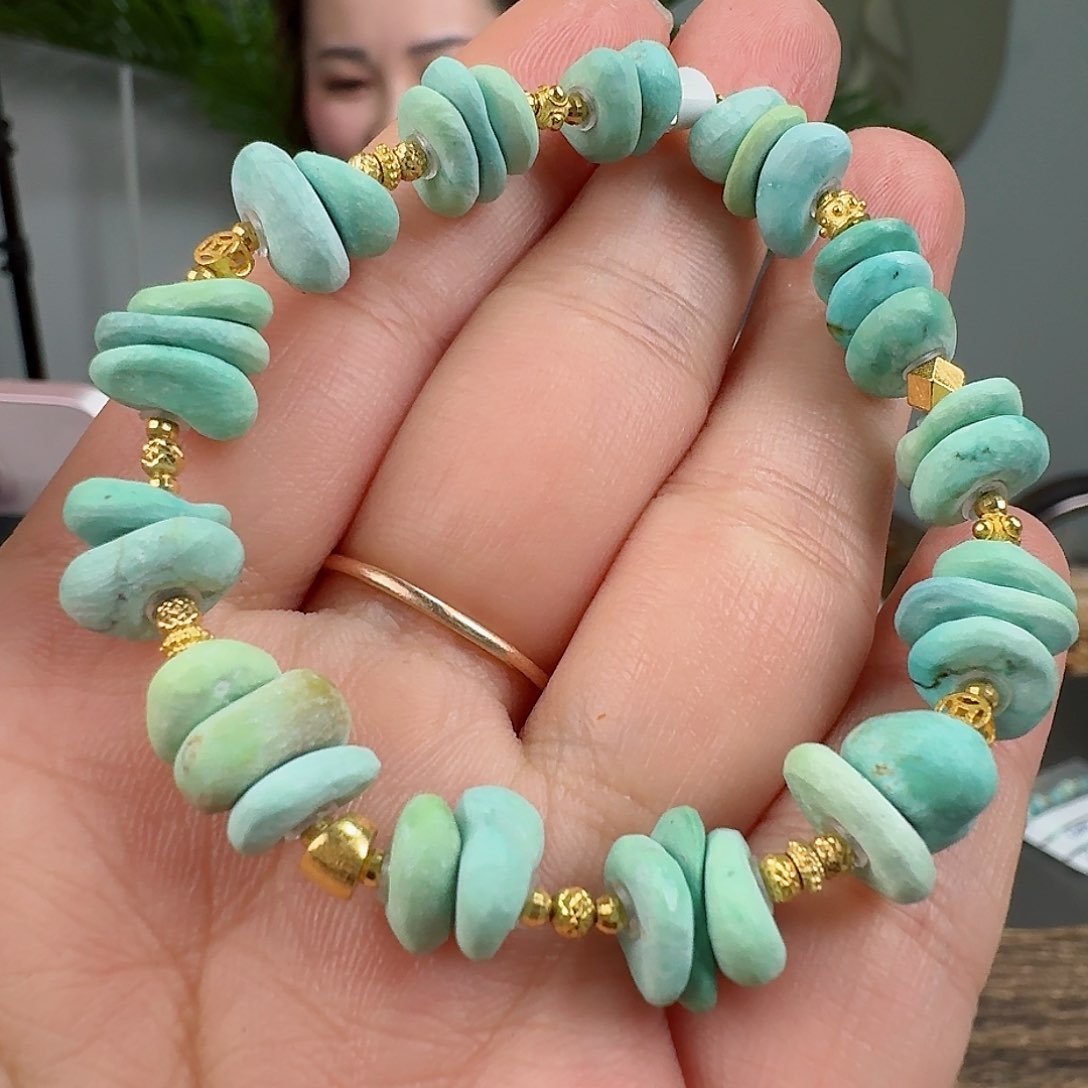 绿松石珠宝奇石18K金镶嵌