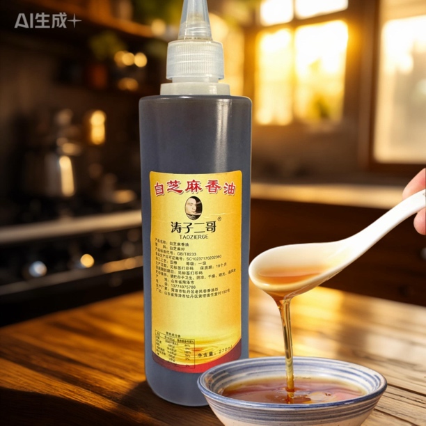 涛子二哥  涛子二哥白芝麻香油, 油壶包装 （良心品牌 假一赔四）