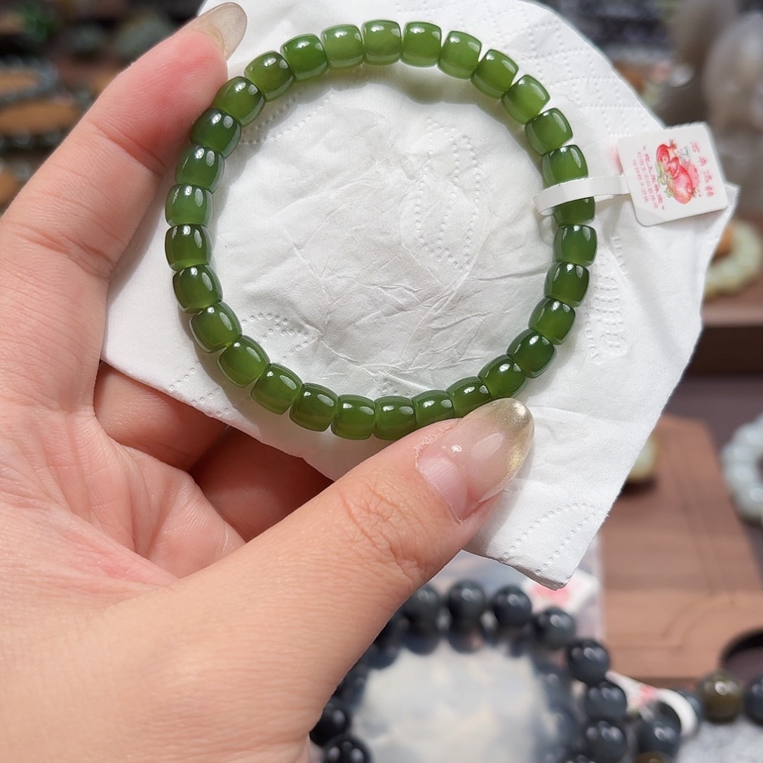 和田玉（碧玉）未镶嵌手链特细 7. 俄
