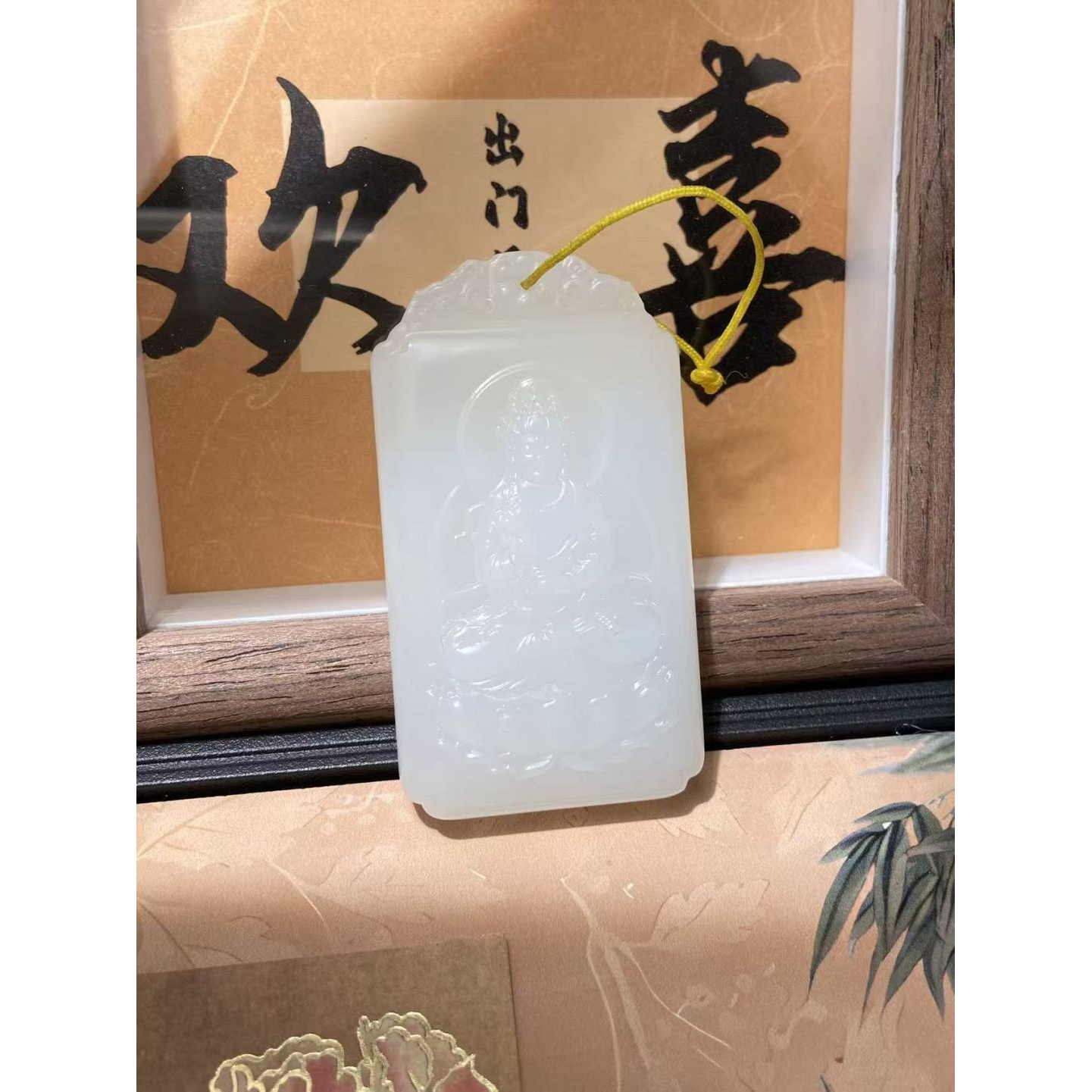 放漏和田玉｜羊脂白玉观音牌吊坠63*35*12.8mm3500玉质细腻油润色