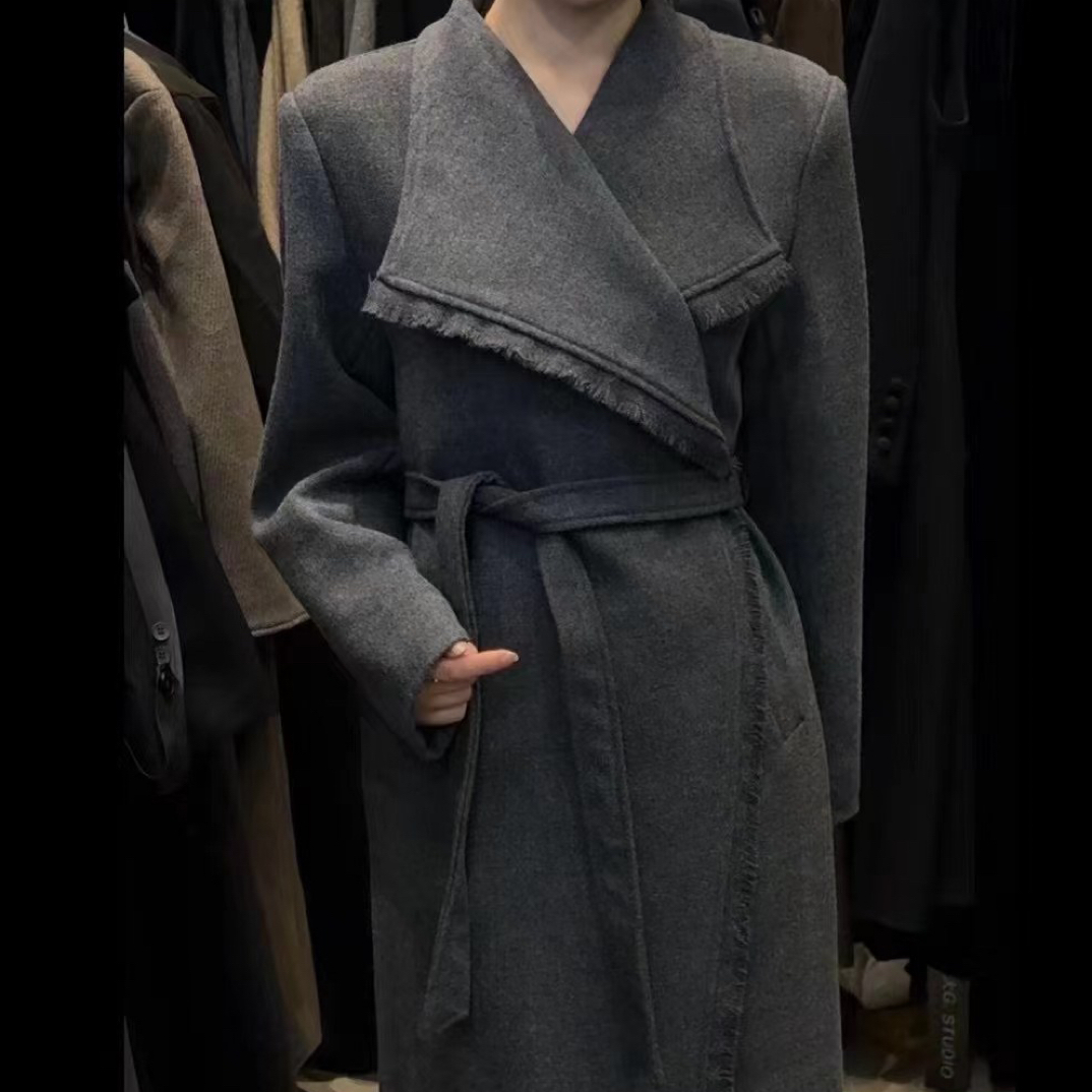 8802#新款秋冬慵懒风呢子大衣女中长款毛呢外套韩版宽松显瘦气质