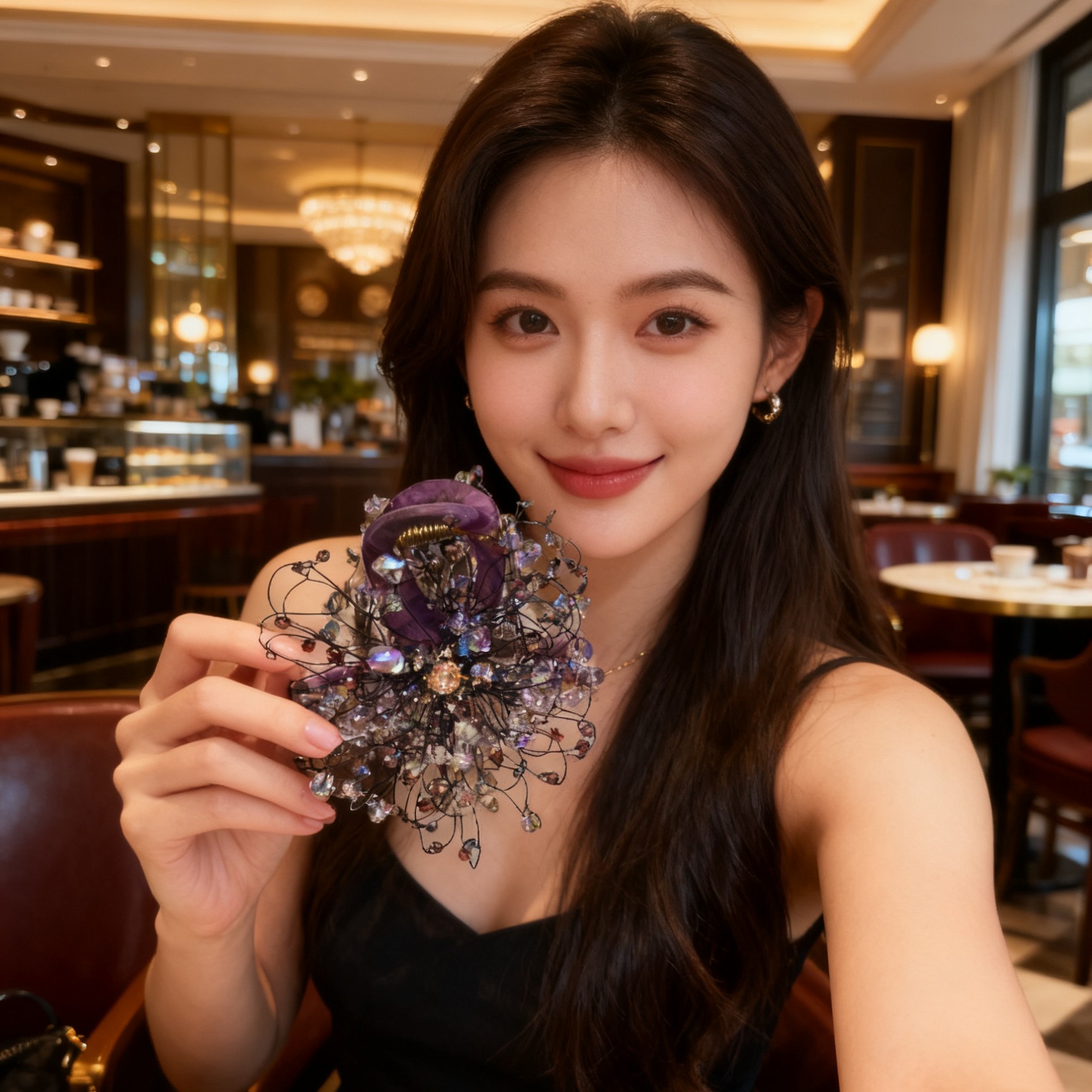 A8020编号紫莹轻奢发饰蝴蝶结中抓