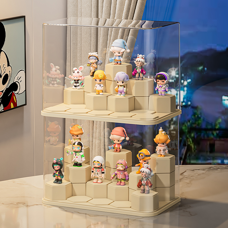 盲盒展示架收纳玩具手办积木展示柜透明防尘泡泡玛特展示盒