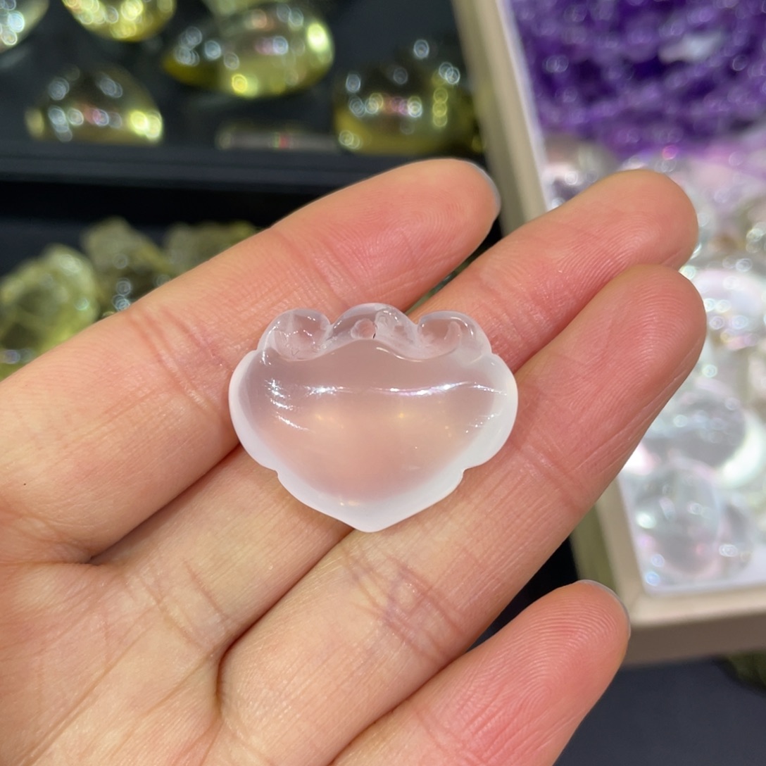 水晶吊坠未镶嵌粉水晶如意吊坠