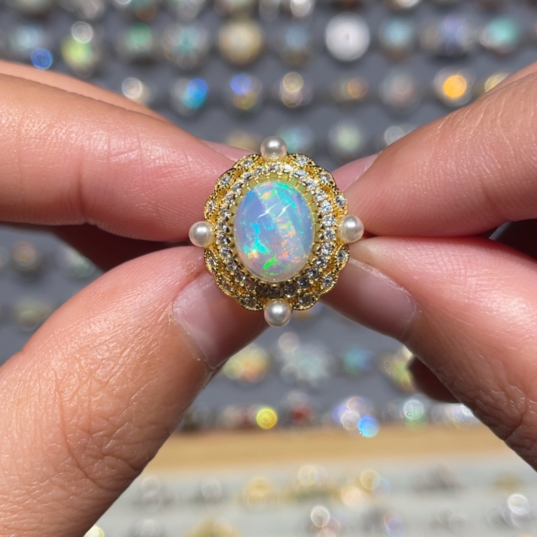 欧泊银S925镶嵌欧泊戒指