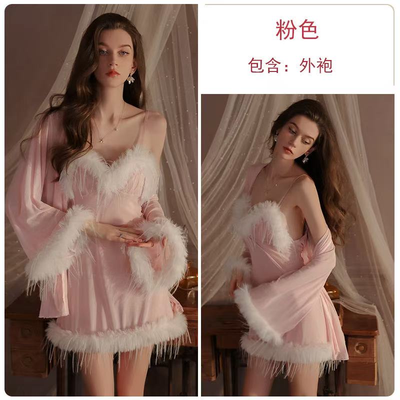 网纱毛毛性感睡衣