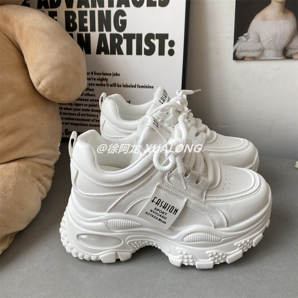 2025新款9CM厚底老爹鞋女百搭增高小个子松糕运动鞋子内增高女鞋