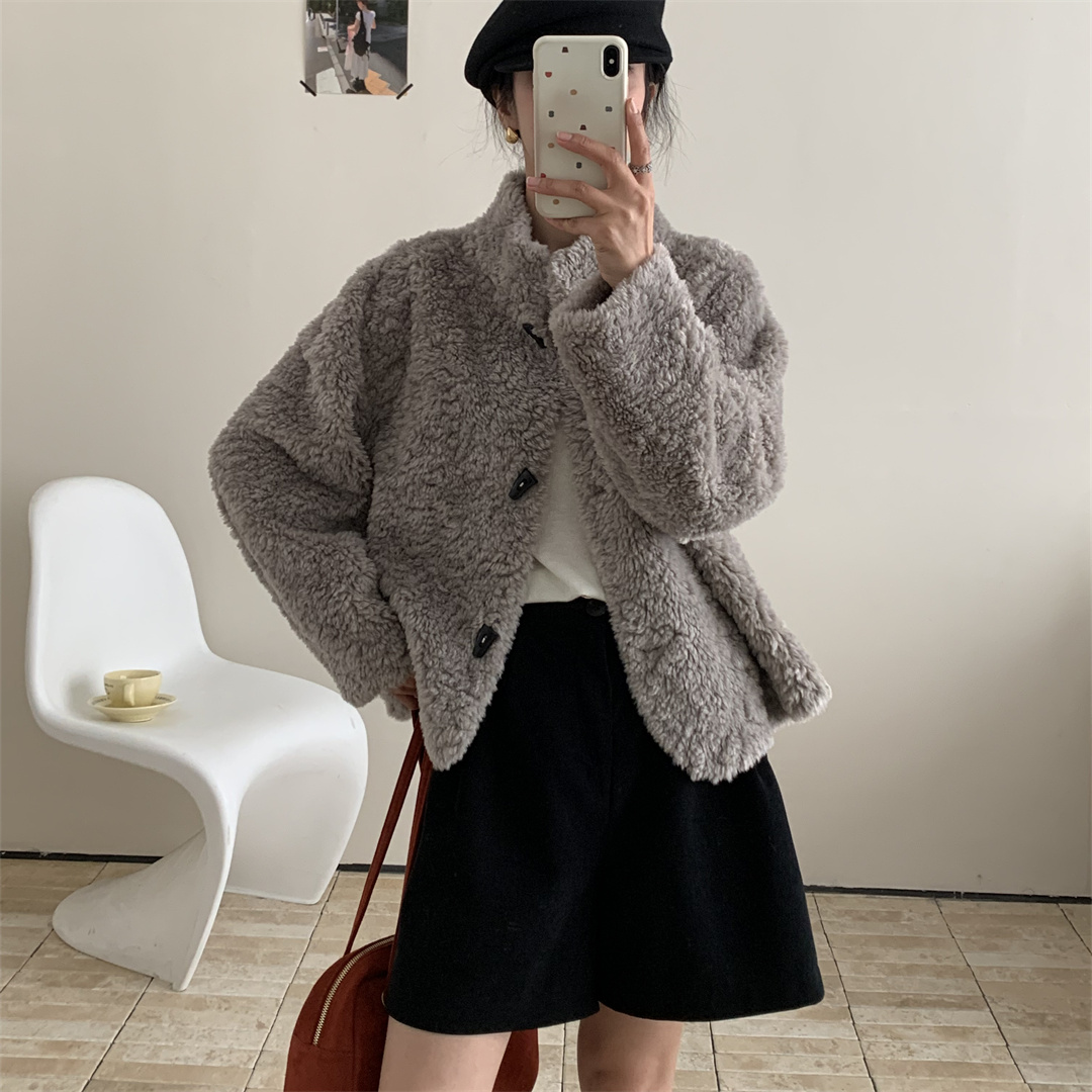 【秋之风】新款时尚皮毛一体气质轻奢休闲百搭高领外套