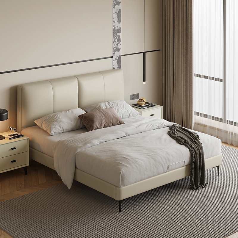 【顾家日】顾家家居头层牛皮双人皮床架真皮软皮床DS8578B-高脚