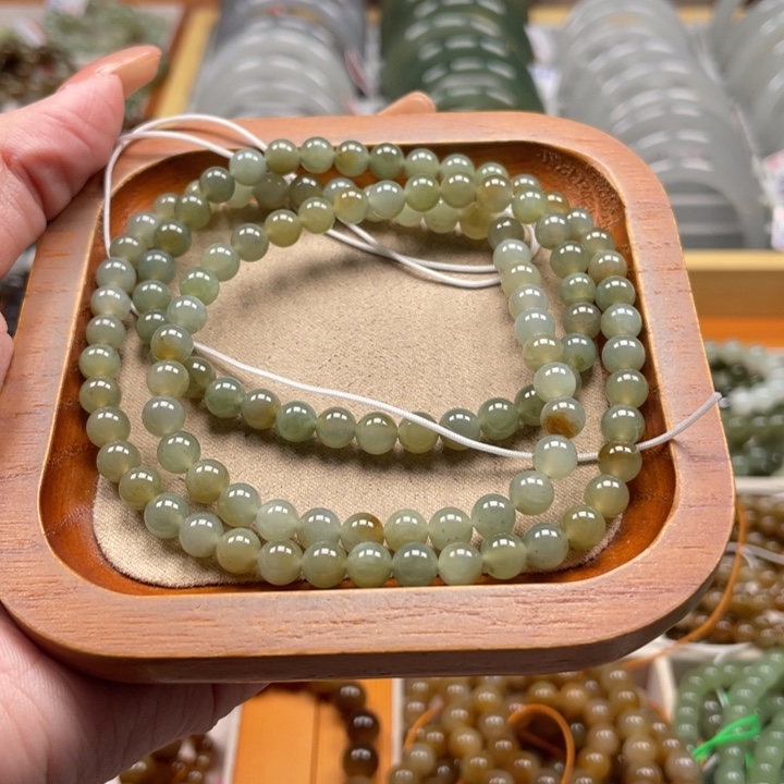 和田玉珠串6mm未镶嵌