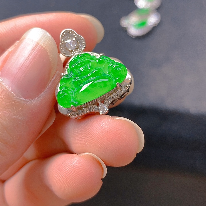 翡翠银S925镶嵌颈饰