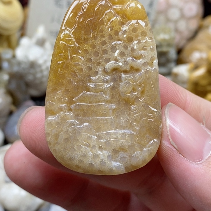 颈饰未镶嵌硅化珊瑚（珊瑚玉）