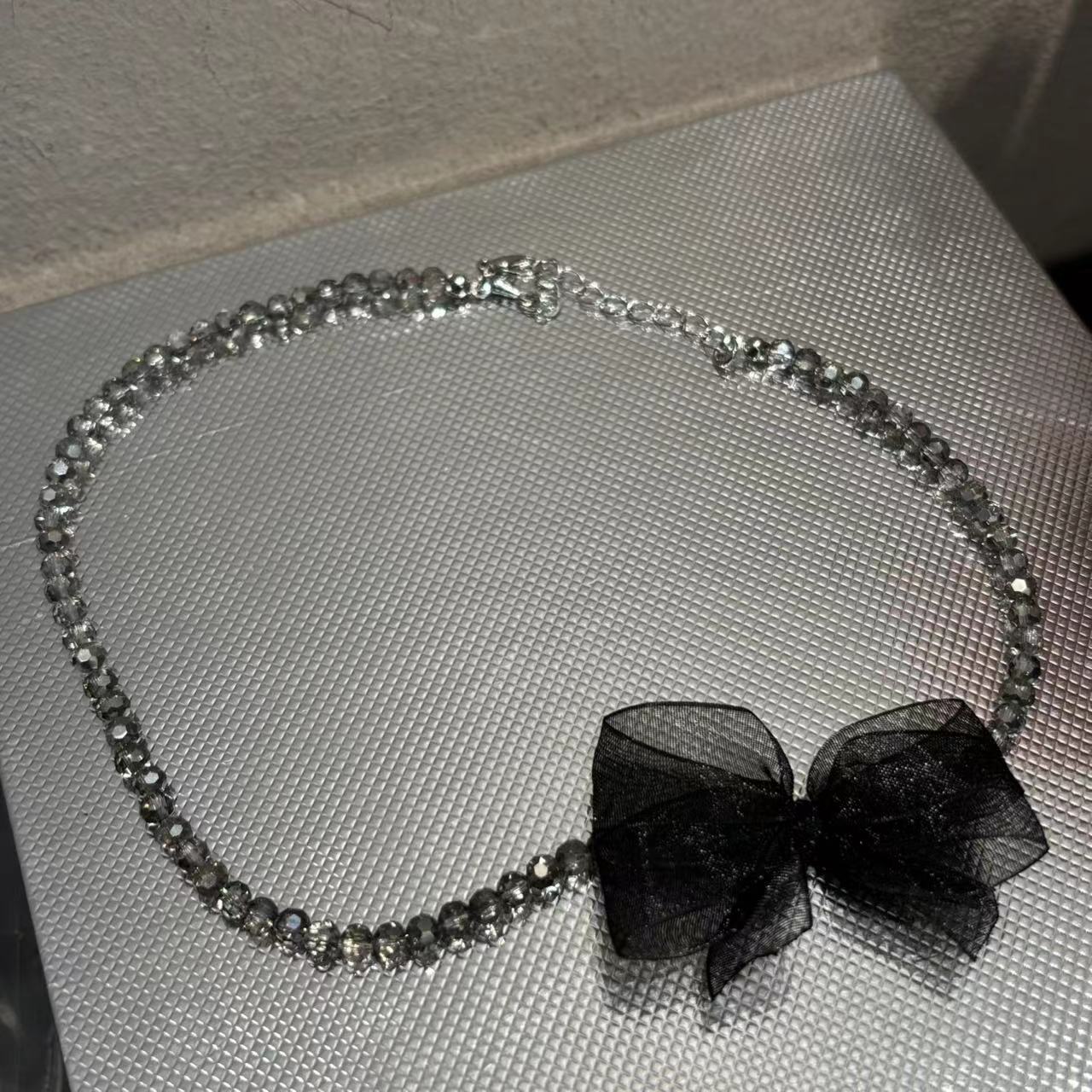 铜合金项链 精致百搭珠珠蝴蝶结项链X87