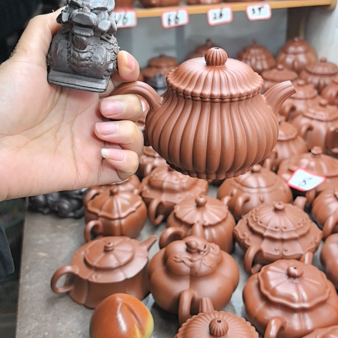 山***蛋紫砂茶壶朱泥筋纹潘壶200cc