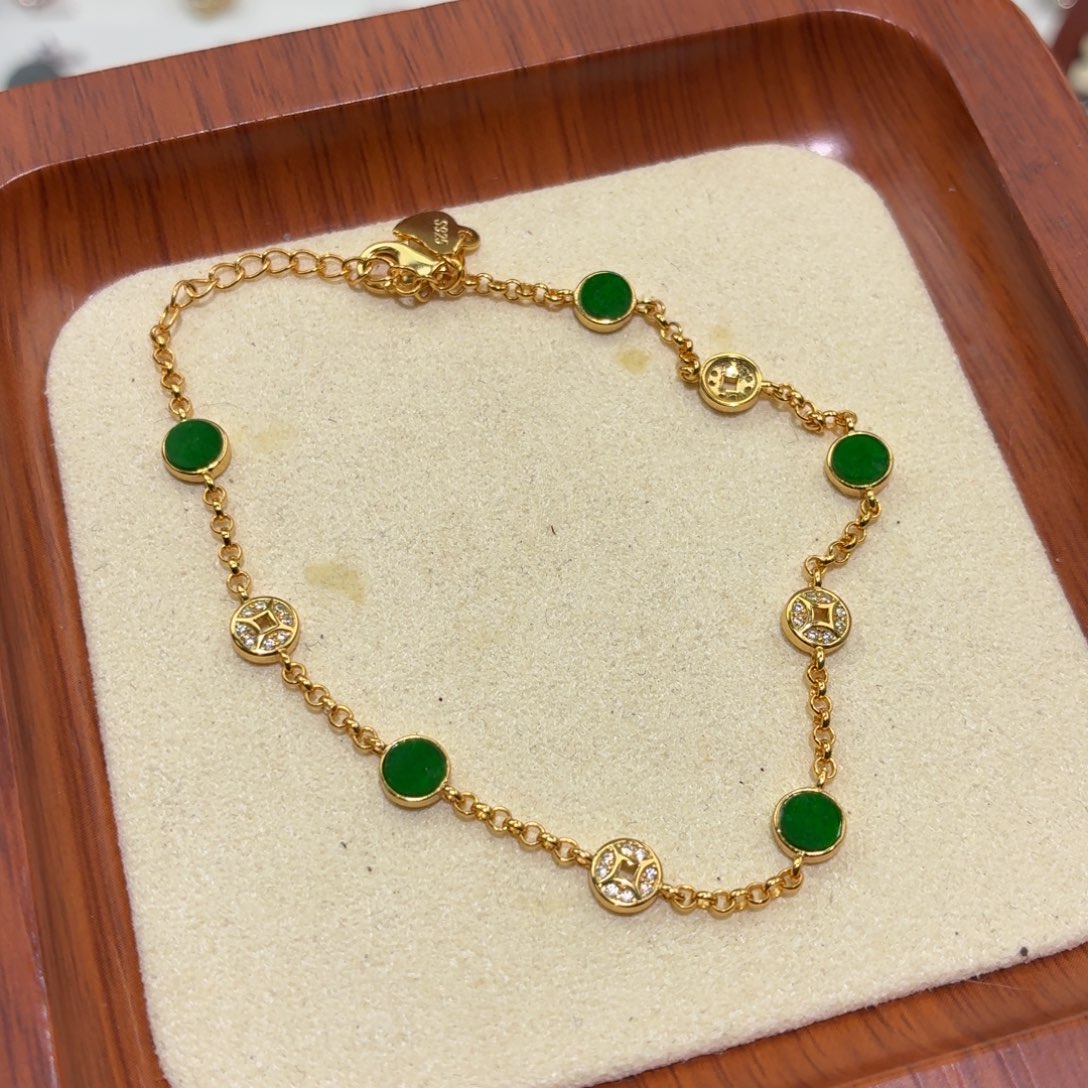 翡翠银S925镶嵌颈饰手链