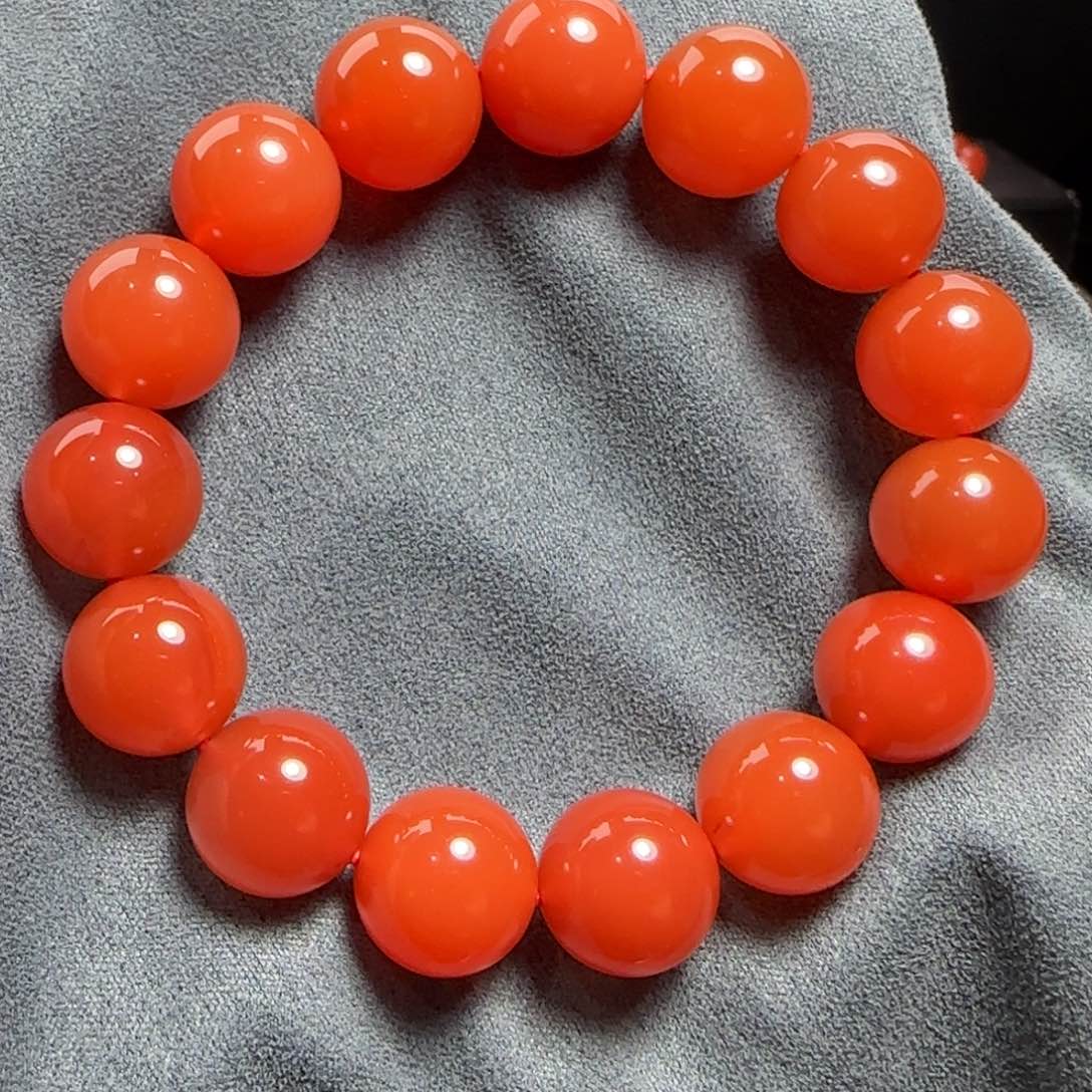 南红玛瑙13无裂单圈18K金镶嵌