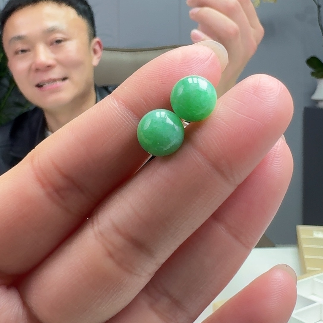 翡翠耳饰银S925镶嵌天然