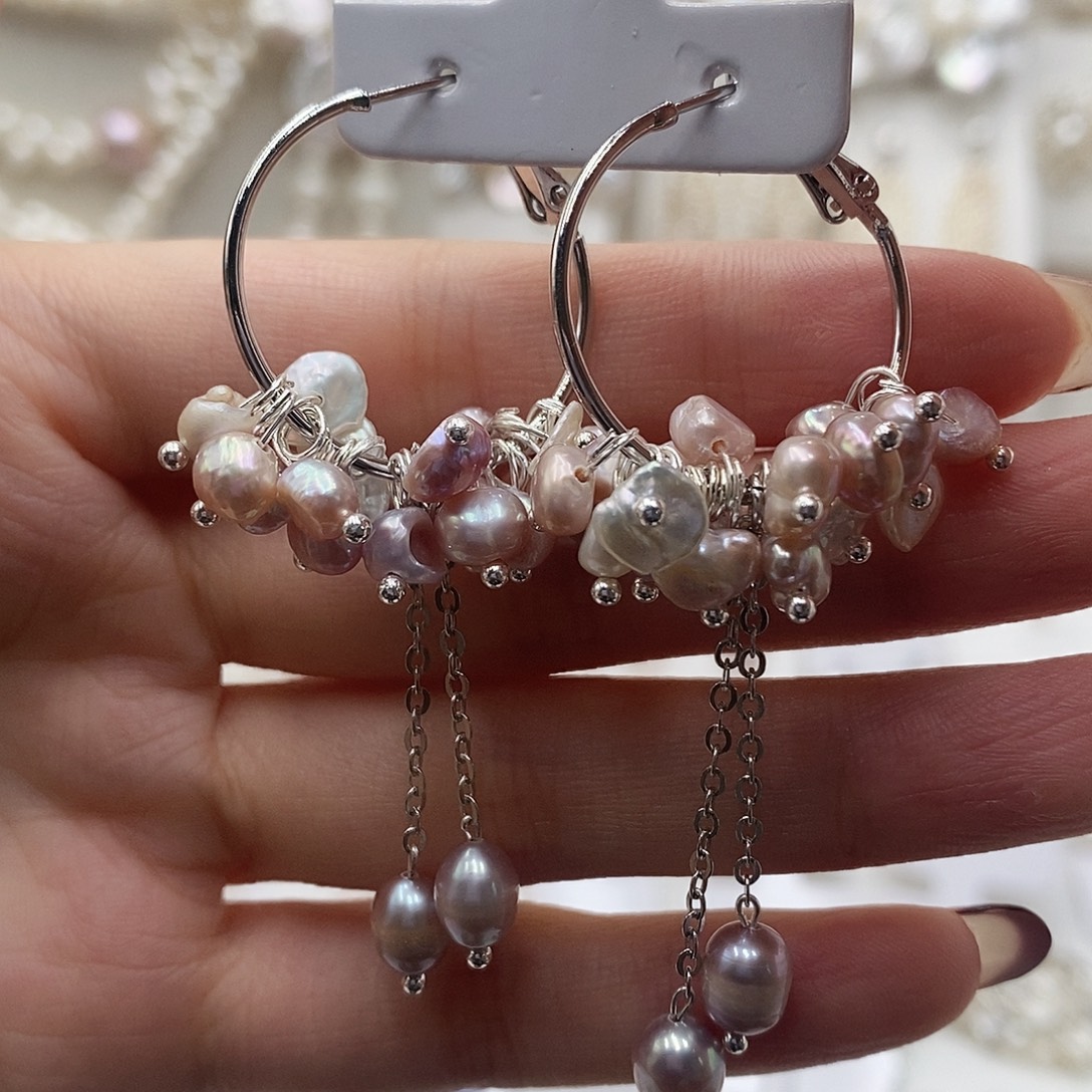 淡水珍珠耳饰银S925镶嵌