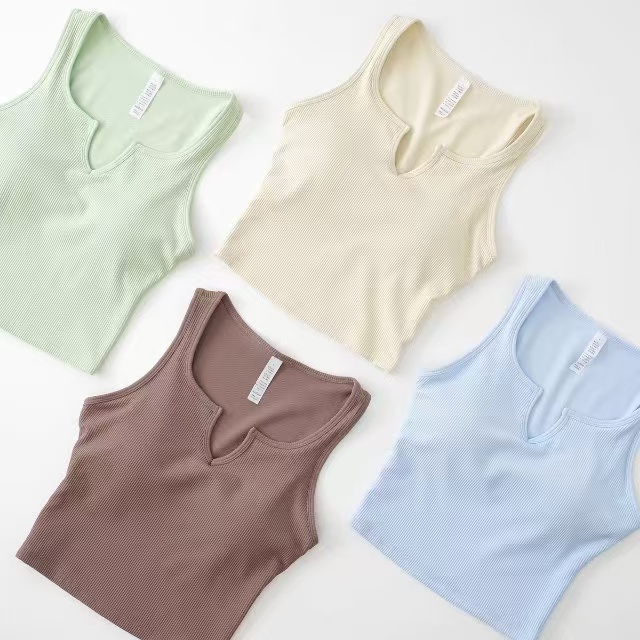 瑜伽背心款一体杯带垫运动背心