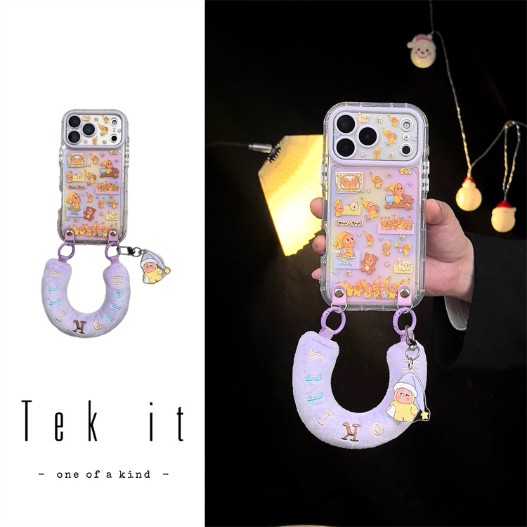 ins卡通紫晕染满屏玩耍星星人适用iPhone17pro手机壳16promax手提