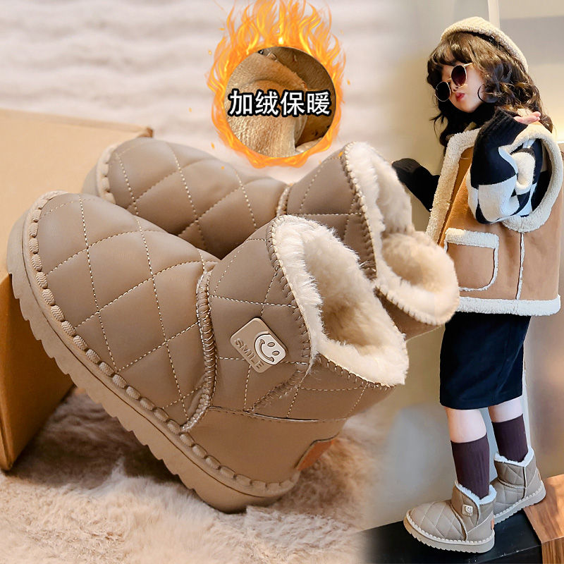 女童雪地靴加绒加厚2025冬季新款儿童保暖大棉鞋女孩防水防滑冬款