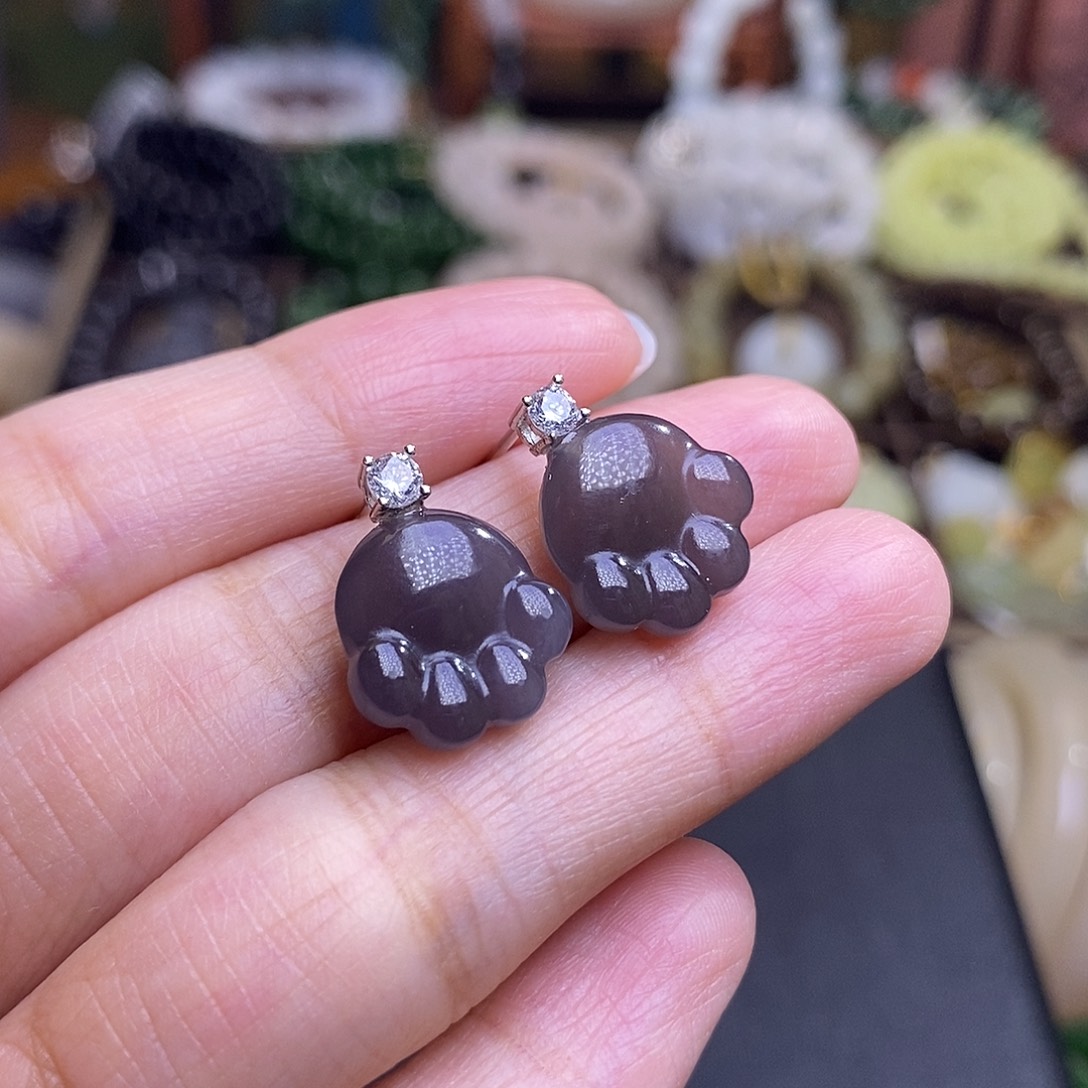 和田玉未镶嵌颈饰早间福利价银镶烟紫