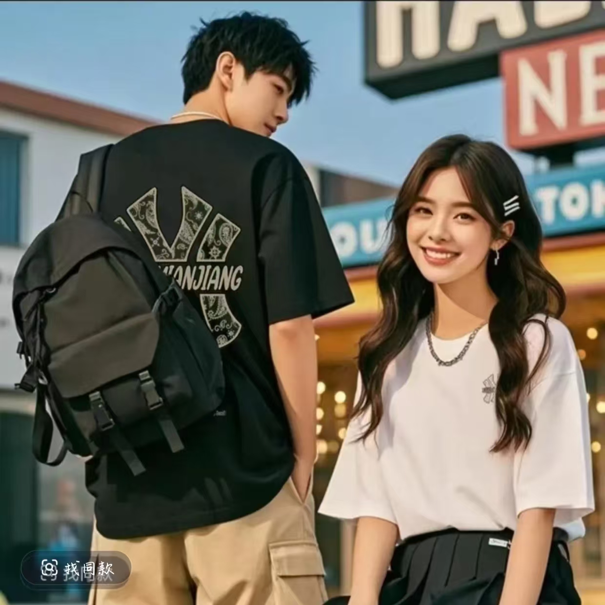 【一折清仓】夏季短袖男女同款情侣半袖休闲透气圆领潮流印花薄款