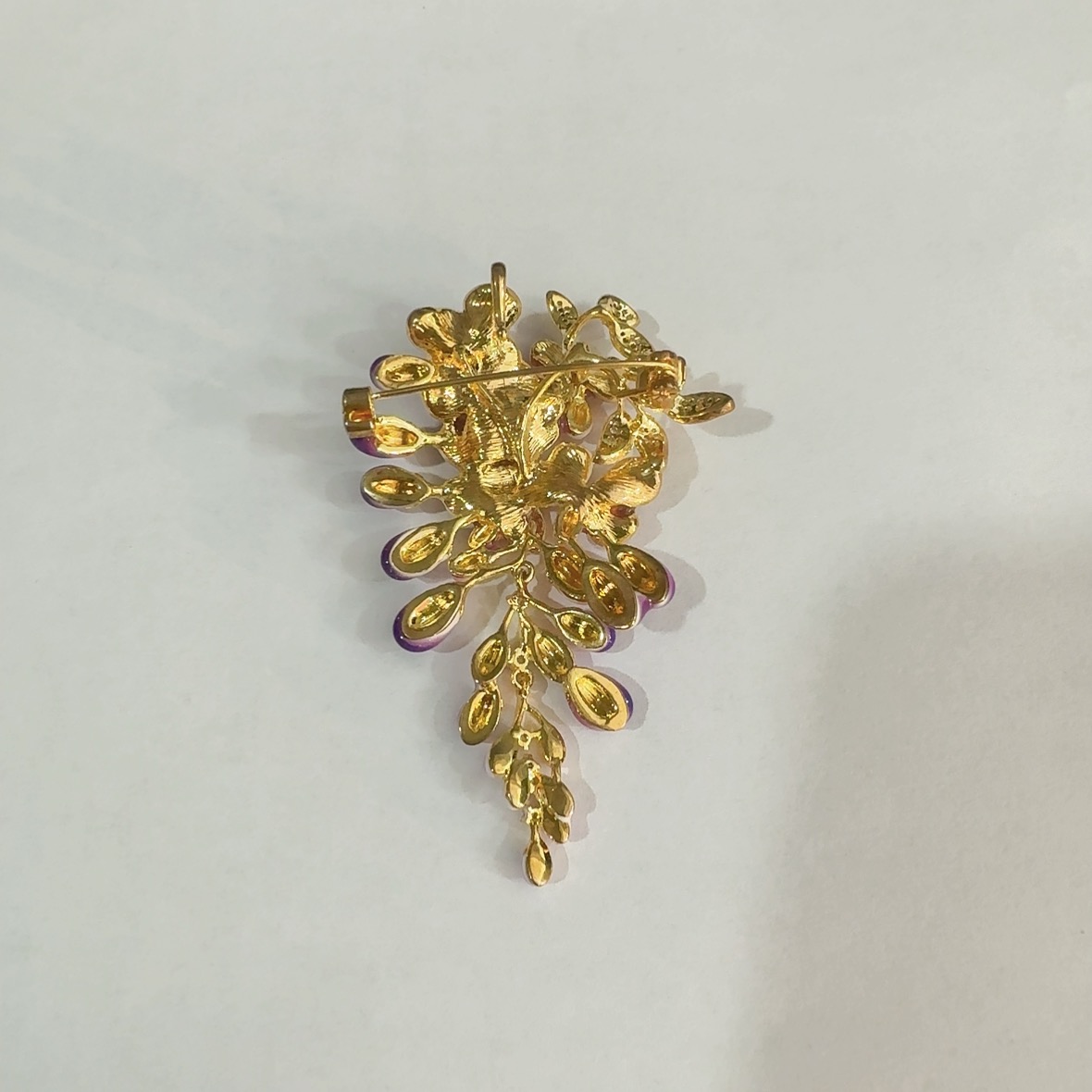  3622 镀K金 高定紫藤花大衣旗袍新中式胸针