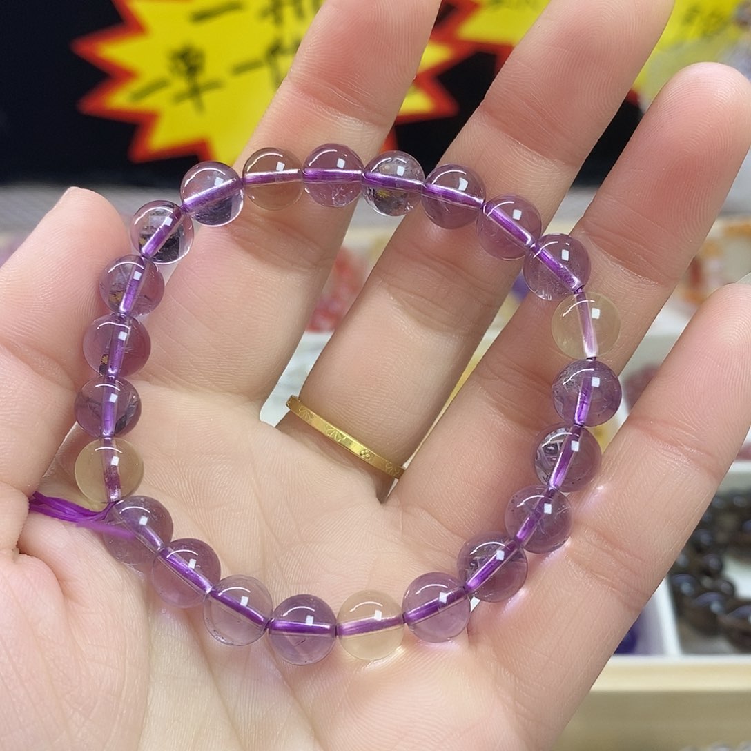 水晶手串未镶嵌紫黄水晶手串8