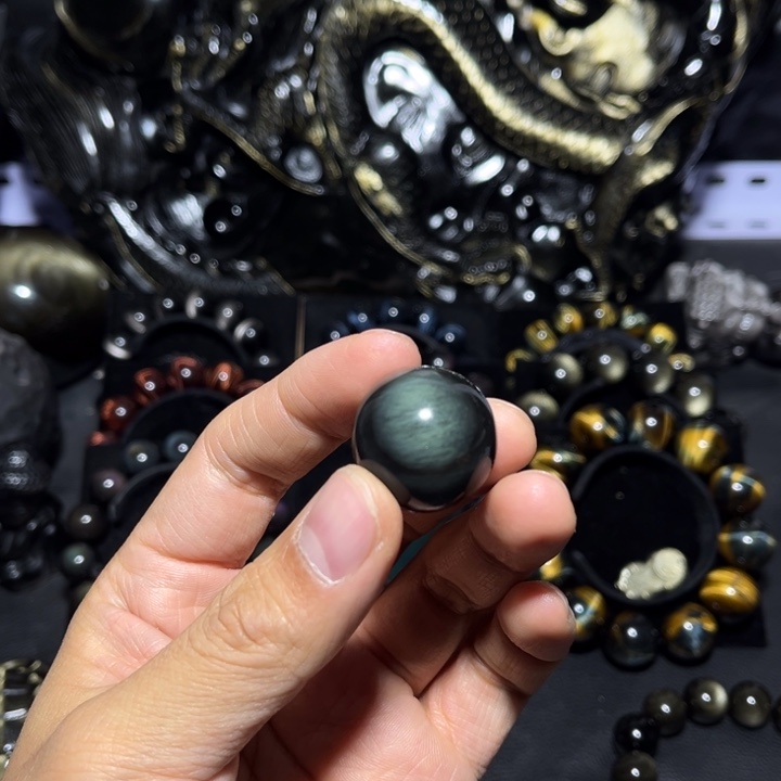 3***6黑曜岩未镶嵌珠宝奇石打孔不退换